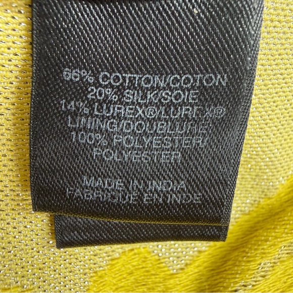 Marc by Marc Jacobs Embellished Bow Midi Dress 6 Yellow Floral Jacquard A-Line - Picture 13 of 13